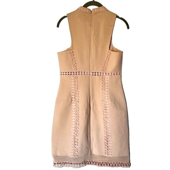 Free People Womens Nude Skyscraper Crochet Lace Trim Sleeveless Mini Dress S - Picture 4 of 11